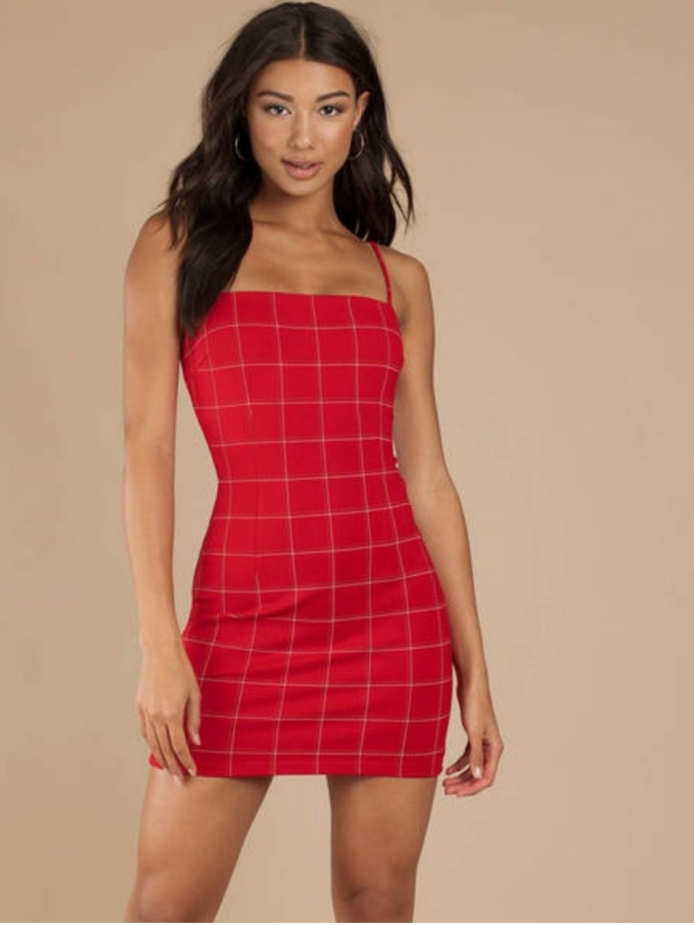 Tiger Mist Take On Plaid Red Mini Dress Bodycon XS ❤️